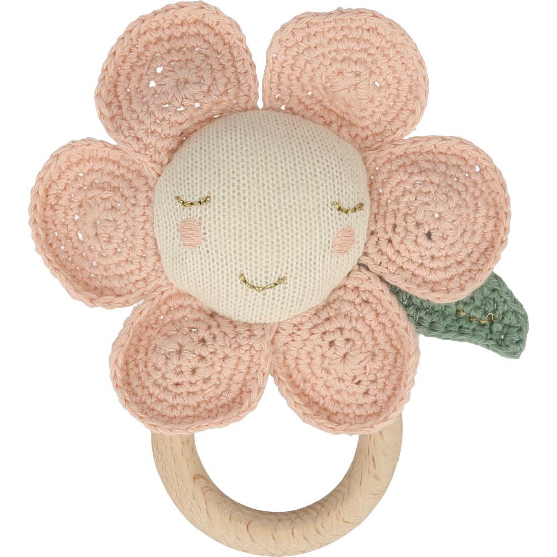 Peach Daisy Baby Rattle | Teethers & Rattles Baby & Toddler Pink