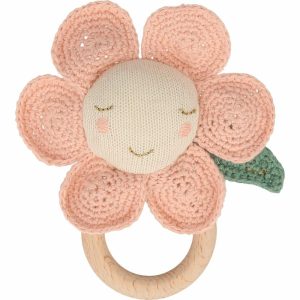 Peach Daisy Baby Rattle | Teethers & Rattles Baby & Toddler Pink