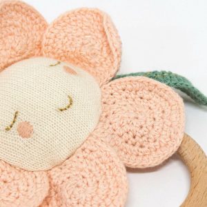 Peach Daisy Baby Rattle | Teethers & Rattles Baby & Toddler Pink