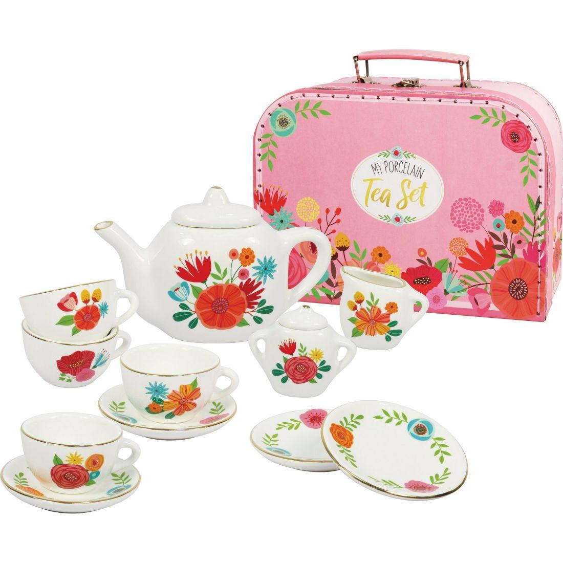 Porcelain Tea Set, Carry Case | Play Food & Accessories Kids Multi