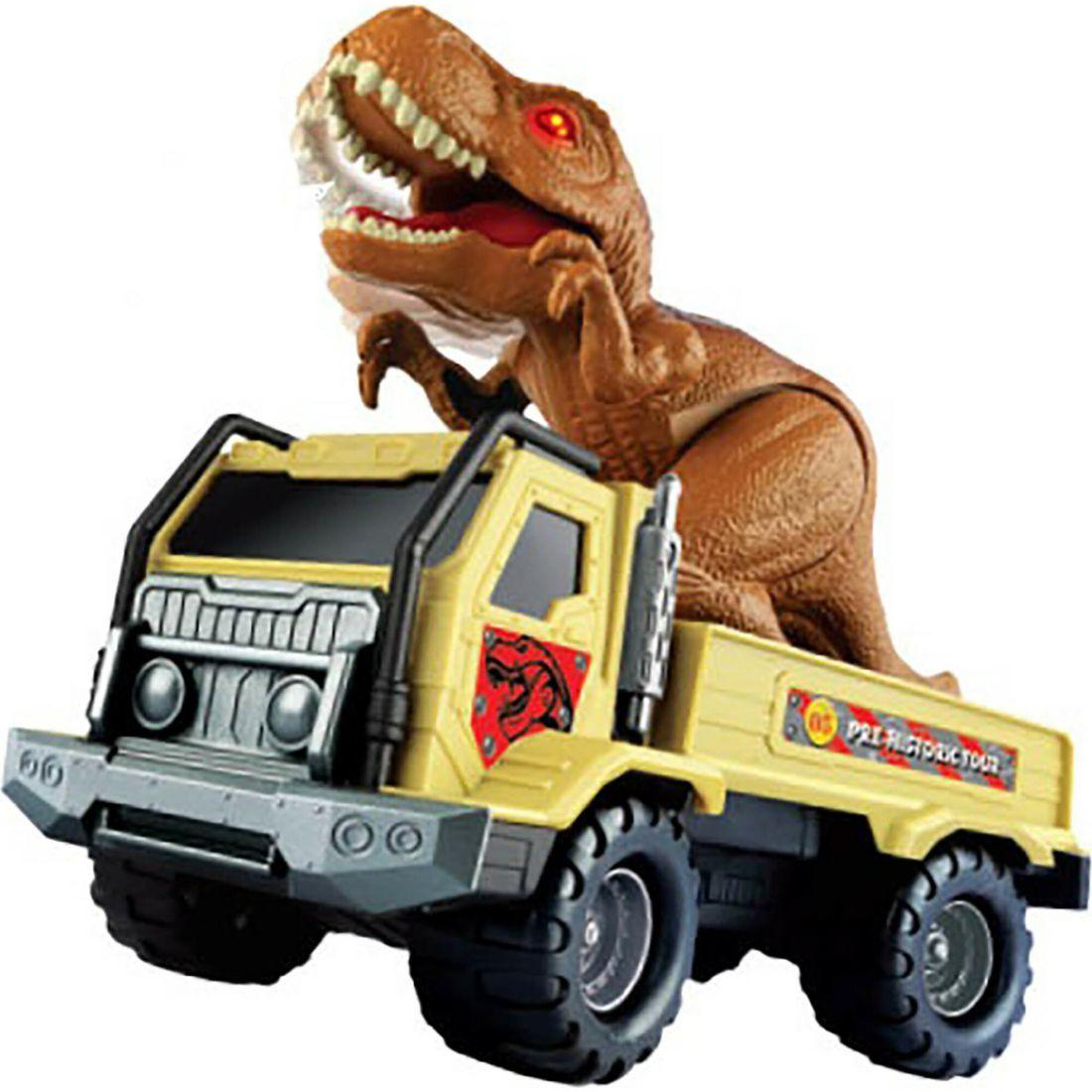 Pre-Historic Times: Lights & Sounds T-Rex Transporter Truck | Toy Figures & Playsets Imaginative Learning Multi