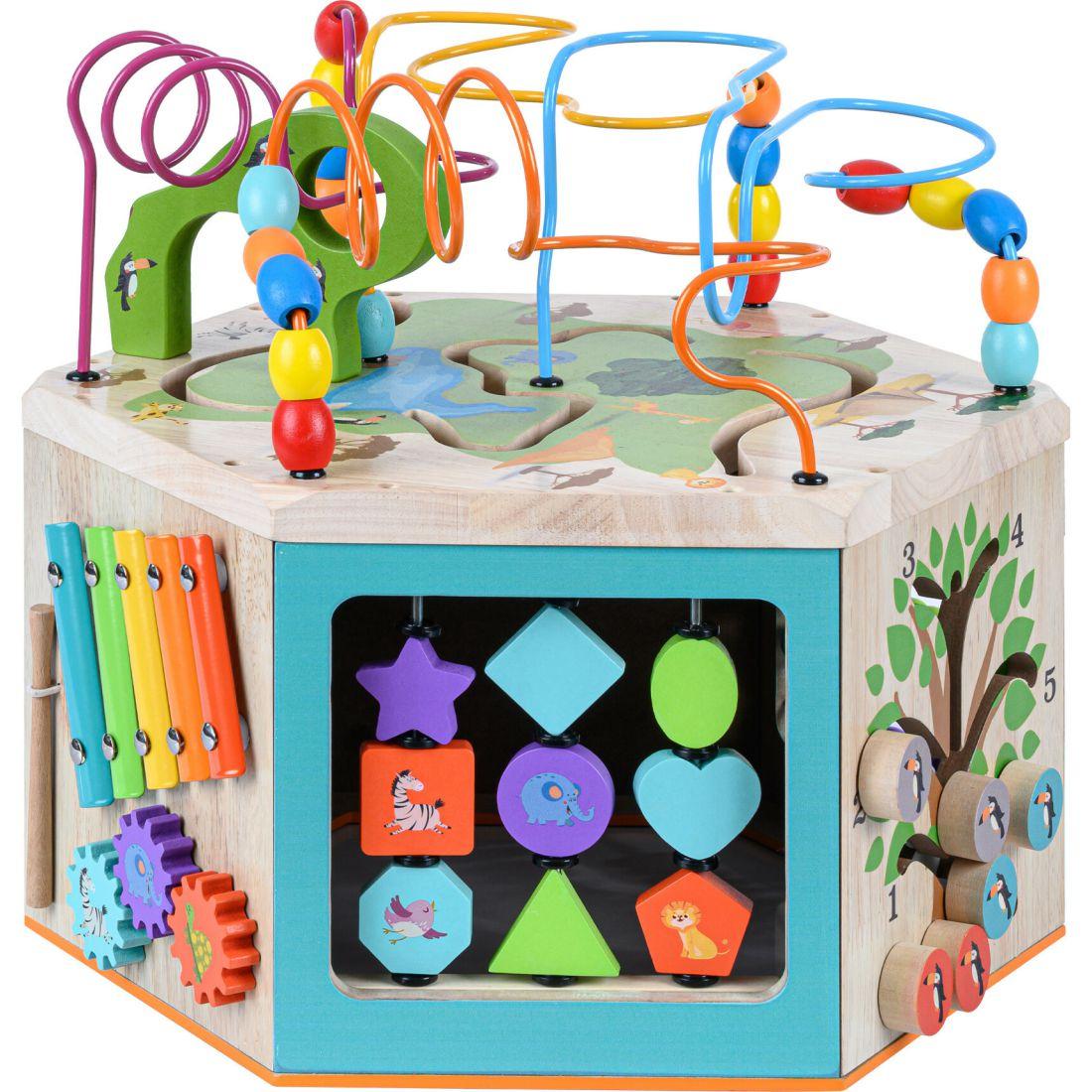 Preschool Play Lab Large Wooden Activity Learning 7-Side Cube | Activity Tables Baby & Toddler Activity Tables