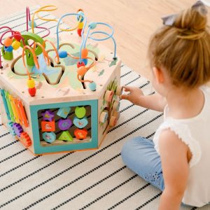 Preschool Play Lab Large Wooden Activity Learning 7-Side Cube | Activity Tables Baby & Toddler Activity Tables