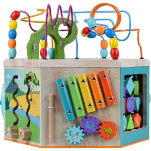 Preschool Play Lab Large Wooden Activity Learning 7-Side Cube | Activity Tables Baby & Toddler Activity Tables