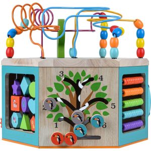 Preschool Play Lab Large Wooden Activity Learning 7-Side Cube | Activity Tables Baby & Toddler Activity Tables