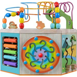 Preschool Play Lab Large Wooden Activity Learning 7-Side Cube | Activity Tables Baby & Toddler Activity Tables