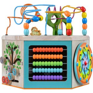 Preschool Play Lab Large Wooden Activity Learning 7-Side Cube | Activity Tables Baby & Toddler Activity Tables