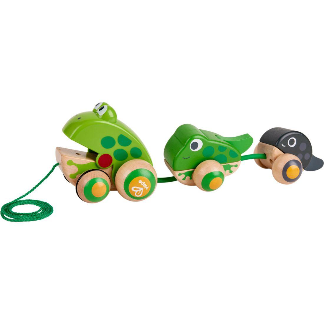 Pull-Along Frog Family Wooden Toddler Toy | Push & Pull Baby & Toddler Multi