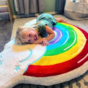 Rainbow Cloud Fluffy Floor Cushion | Play Room Activity Gyms & Playmats Multi