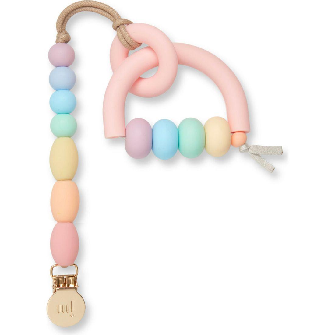 Rainbow Sherbet Arch Ring Teether + Clip Set | Teethers & Rattles Baby & Toddler Pink