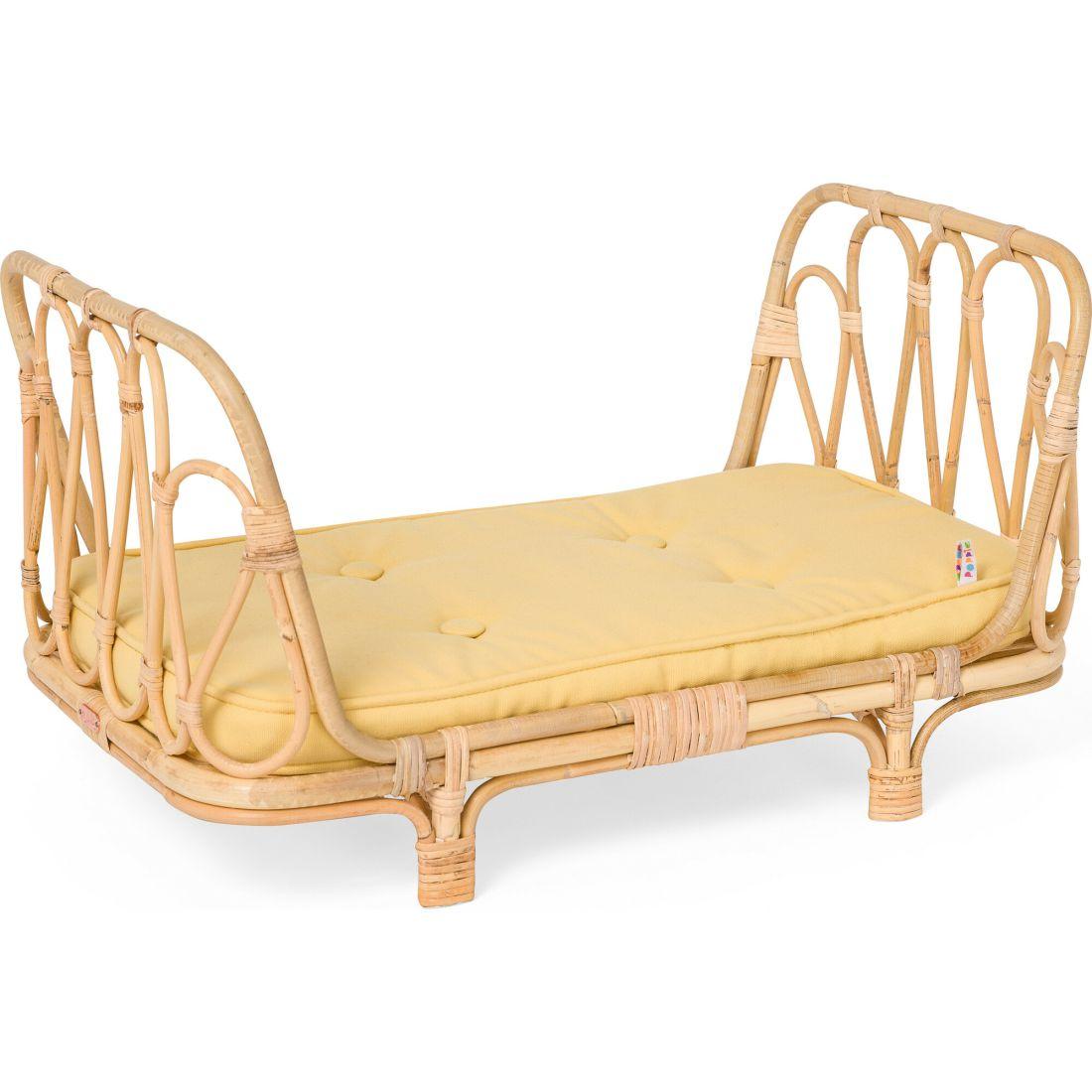 Rattan Doll Day Bed, Natural/Yellow | Dollhouses & Accessories Dollhouses & Accessories Dollhouses & Accessories