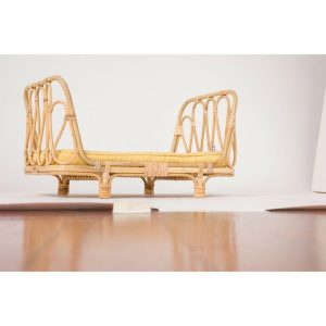 Rattan Doll Day Bed, Natural/Yellow | Dollhouses & Accessories Dollhouses & Accessories Dollhouses & Accessories