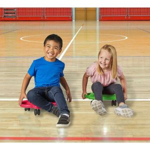 Red Indoor Scooter Board With Safety Handles For Kids Ages 6-12, Plastic Floor Scooter Board With Rollers | Sports Outdoor Sports