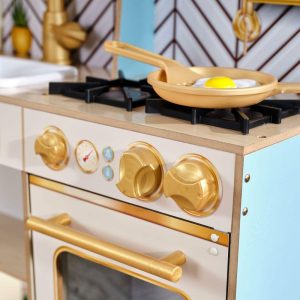 Retro Cool Wooden Play Kitchen With Lights, Sounds And 20 Accessories | Play Kitchens Kids Multi