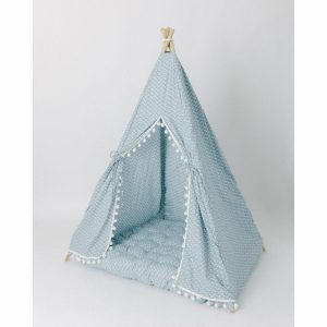 Savannah Play Mattress, Blue Ditsy/White Pom | Play Tents & Playhouses Imaginative Learning Blue