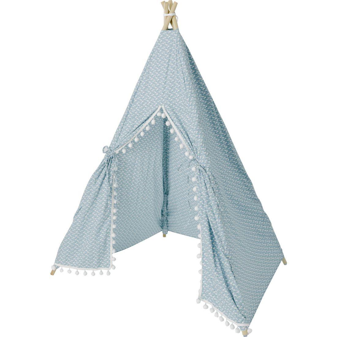 Savannah Play Tent, Blue Ditsy/White Pom | Play Tents & Playhouses Imaginative Learning Blue