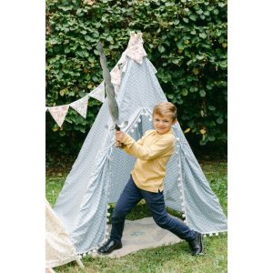 Savannah Play Tent, Blue Ditsy/White Pom | Play Tents & Playhouses Imaginative Learning Blue