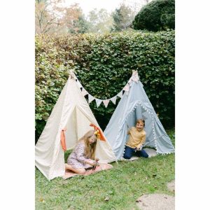 Savannah Play Tent, Blue Ditsy/White Pom | Play Tents & Playhouses Imaginative Learning Blue