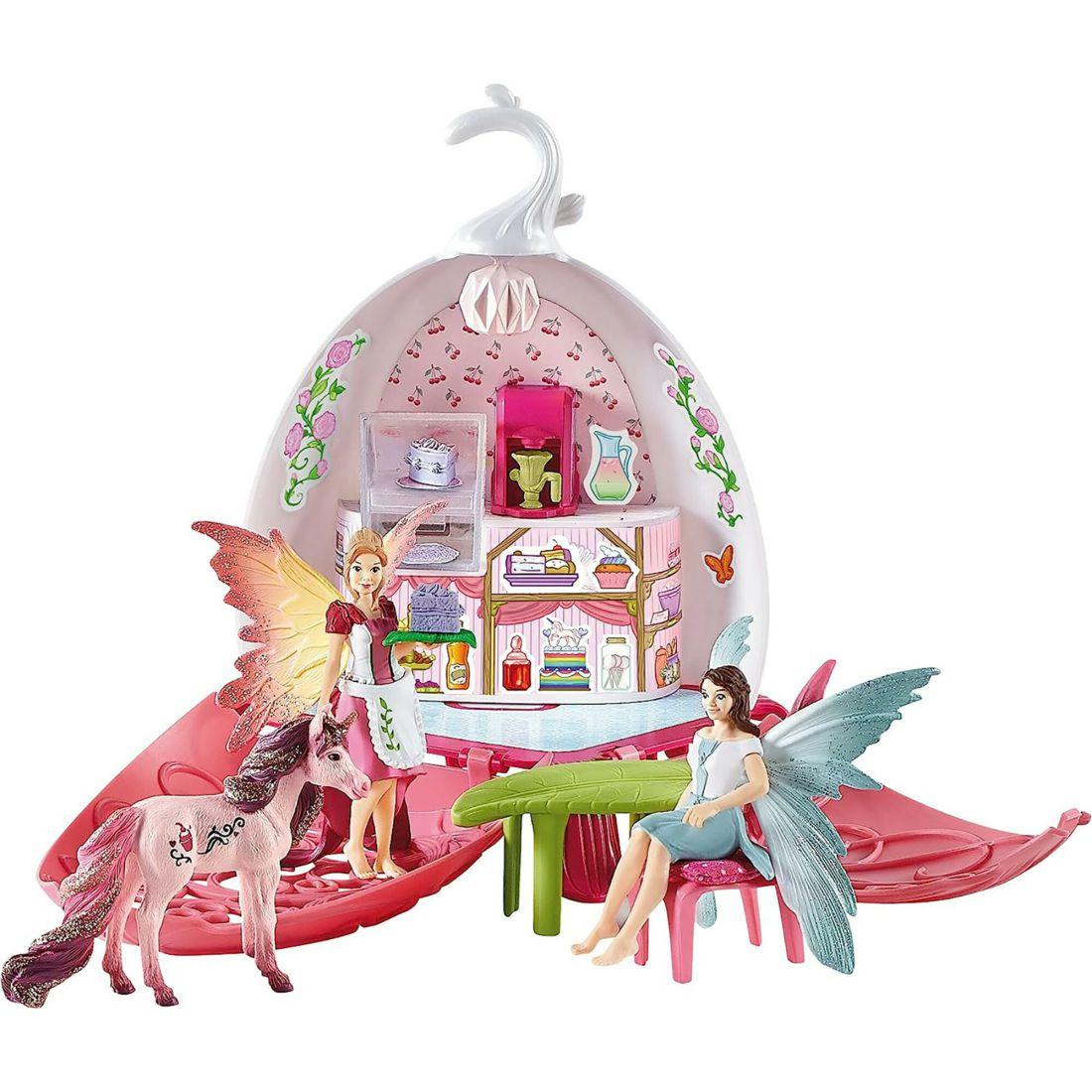 Schleich Bayala: Fairy Cafe Blossom – 21Pc Magical Fairy & Unicorn Playset | Toy Figures & Playsets Imaginative Learning Multi