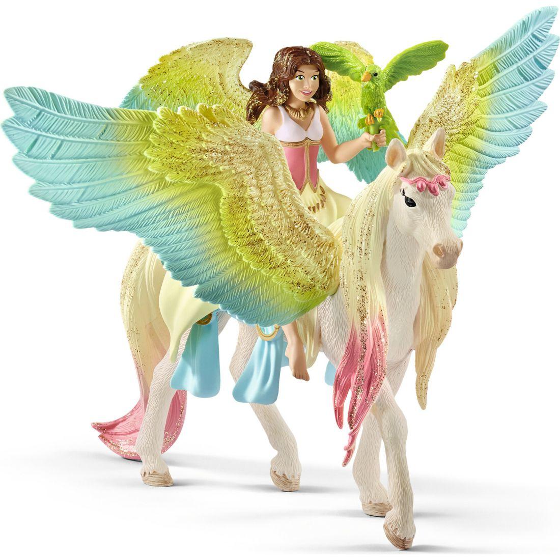 Schleich Bayala: Fairy Surah W/ Glitter Pegasus Playset | Toy Figures & Playsets Imaginative Learning Blue