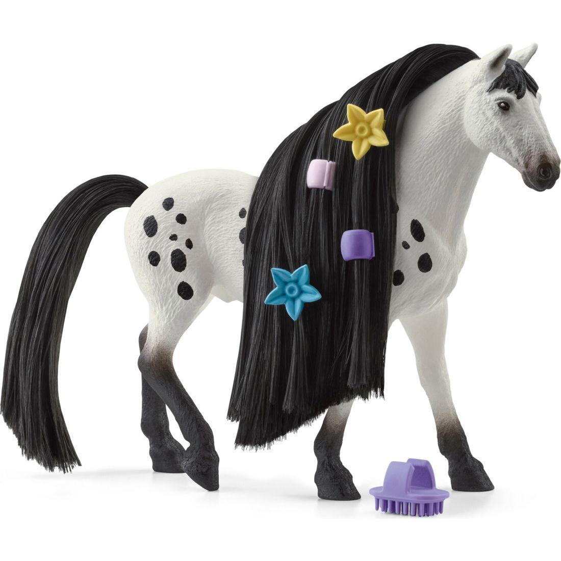 Schleich Beauty Horse: Knabstrupper Stallion – White & Black Horse Figurine | Toy Figures & Playsets Imaginative Learning Multi