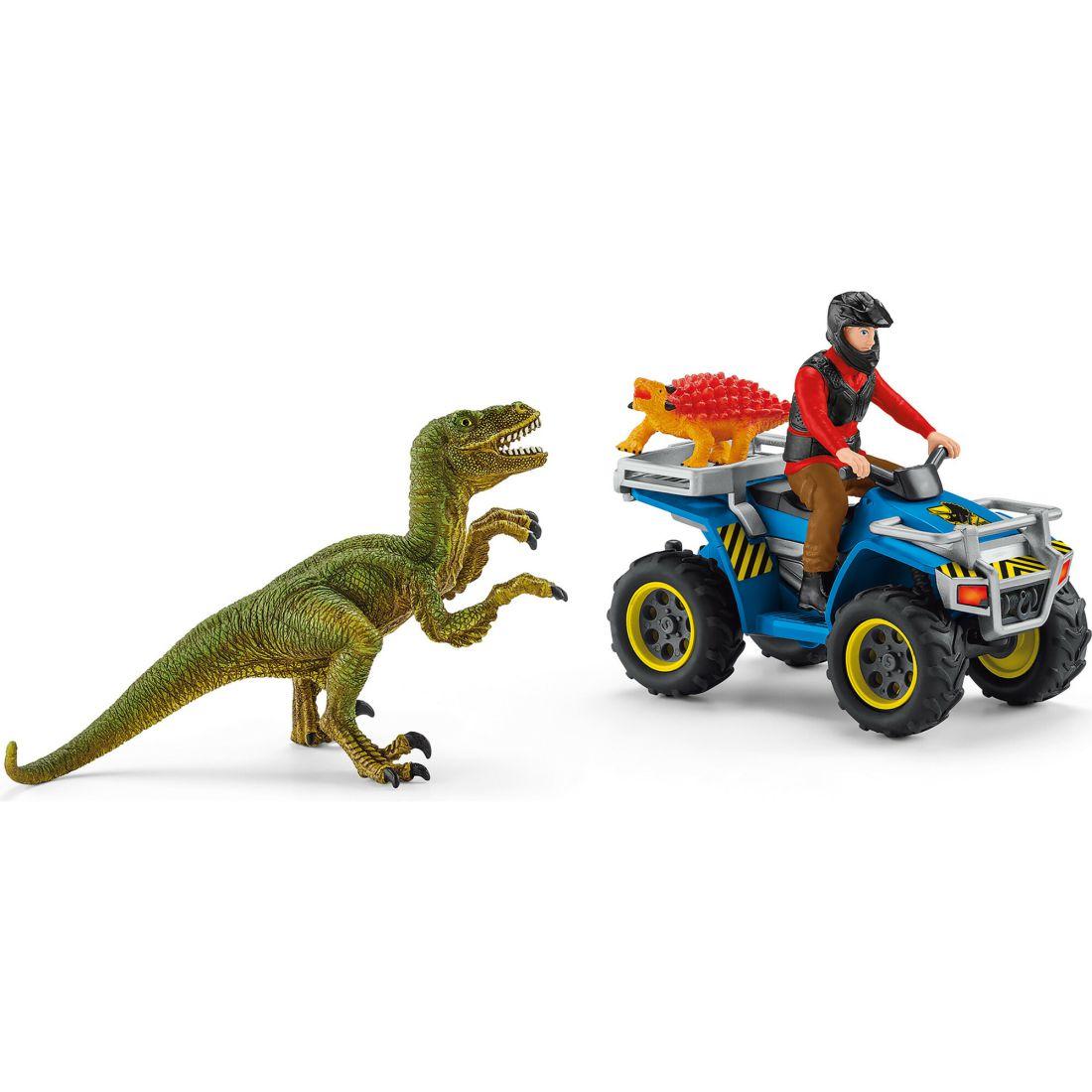 Schleich Dinosaurs: Quad Escape From Velociraptor – 5 Pc Playset | Toy Figures & Playsets Imaginative Learning Multi