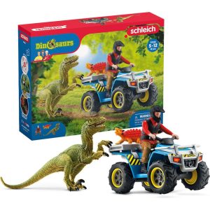 Schleich Dinosaurs: Quad Escape From Velociraptor – 5 Pc Playset | Toy Figures & Playsets Imaginative Learning Multi