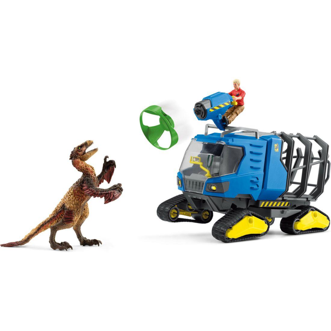 Schleich Dinosaurs: Track Vehicle Playset, 53 Pieces | Toy Figures & Playsets Imaginative Learning Blue