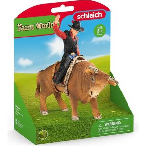 Schleich Farm World: Cowboy With Bull – Rodeo Figure Playset | Toy Figures & Playsets Imaginative Learning Multi