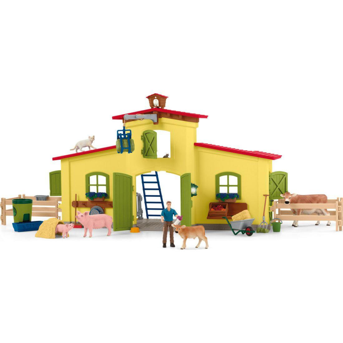 Schleich Farm World: Large Farm Playset, 92 Pieces | Toy Figures & Playsets Imaginative Learning Blue