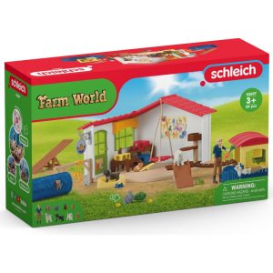 Schleich Farm World: Pet Hotel Playset, 54 Pieces | Toy Figures & Playsets Imaginative Learning Blue