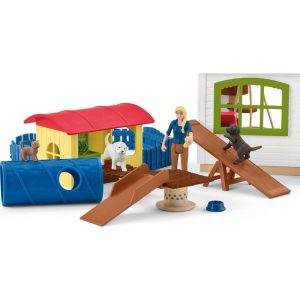 Schleich Farm World: Pet Hotel Playset, 54 Pieces | Toy Figures & Playsets Imaginative Learning Blue