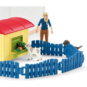 Schleich Farm World: Pet Hotel Playset, 54 Pieces | Toy Figures & Playsets Imaginative Learning Blue