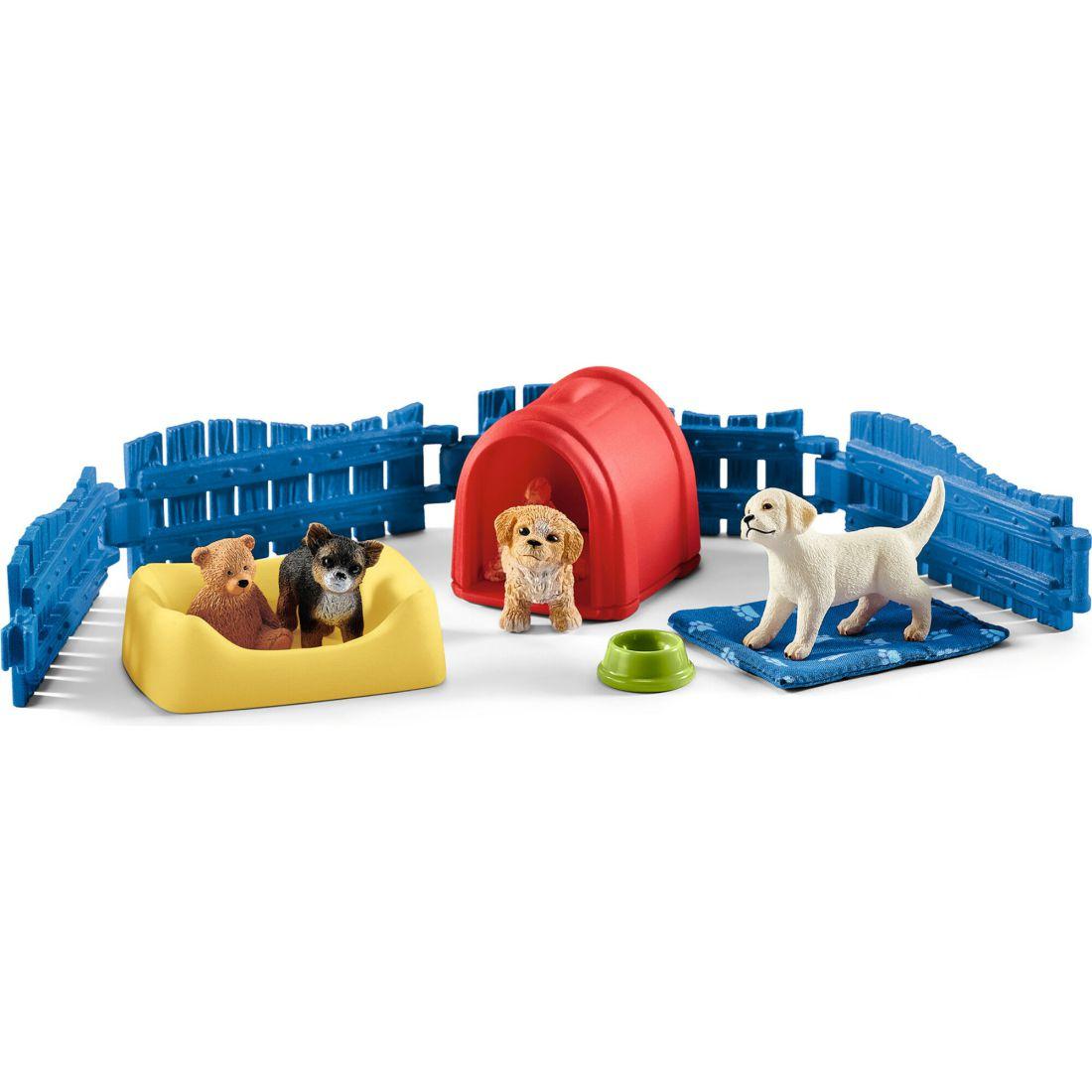 Schleich Farm World: Puppy Pen – Animal Figurine Playset | Toy Figures & Playsets Imaginative Learning Multi