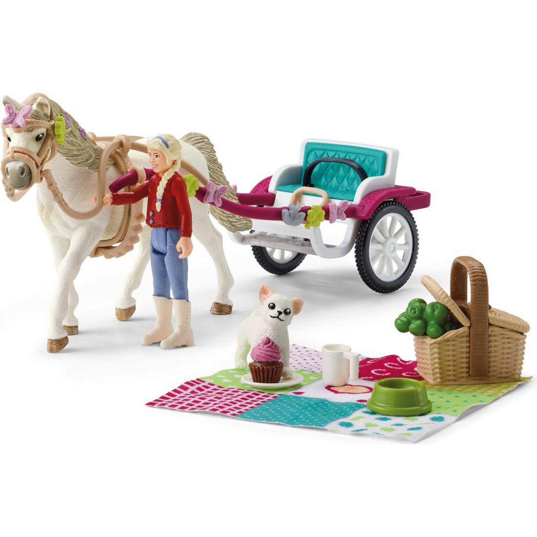 Schleich Horse Club: Small Carriage For The Big Horse Show – 33Pc Playset | Toy Figures & Playsets Imaginative Learning Multi