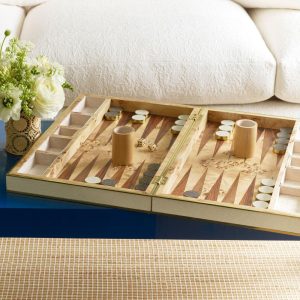 Shagreen Backgammon Set, Cream | Games Games Cream