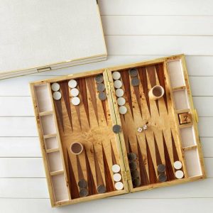 Shagreen Backgammon Set, Cream | Games Games Cream