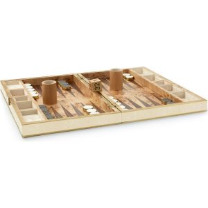 Shagreen Backgammon Set, Cream | Games Games Cream