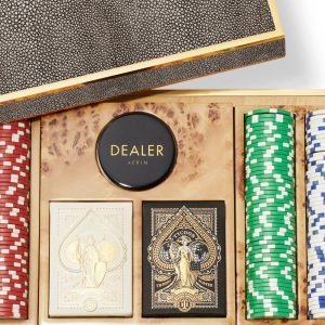 Shagreen Poker Set, Chocolate | Games Games Brown