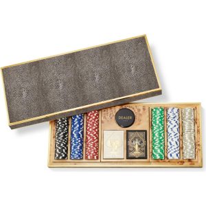 Shagreen Poker Set, Chocolate | Games Games Brown