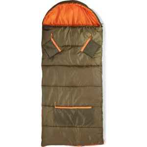 Sleep ‘N’ Pack Big Kids Sleeping Bag, Olive/Orange | Yard & Lawn Games Outdoor Green