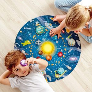 Solar System Round Puzzle, 102 Large Wood Pieces | Puzzles Imaginative Learning Multi