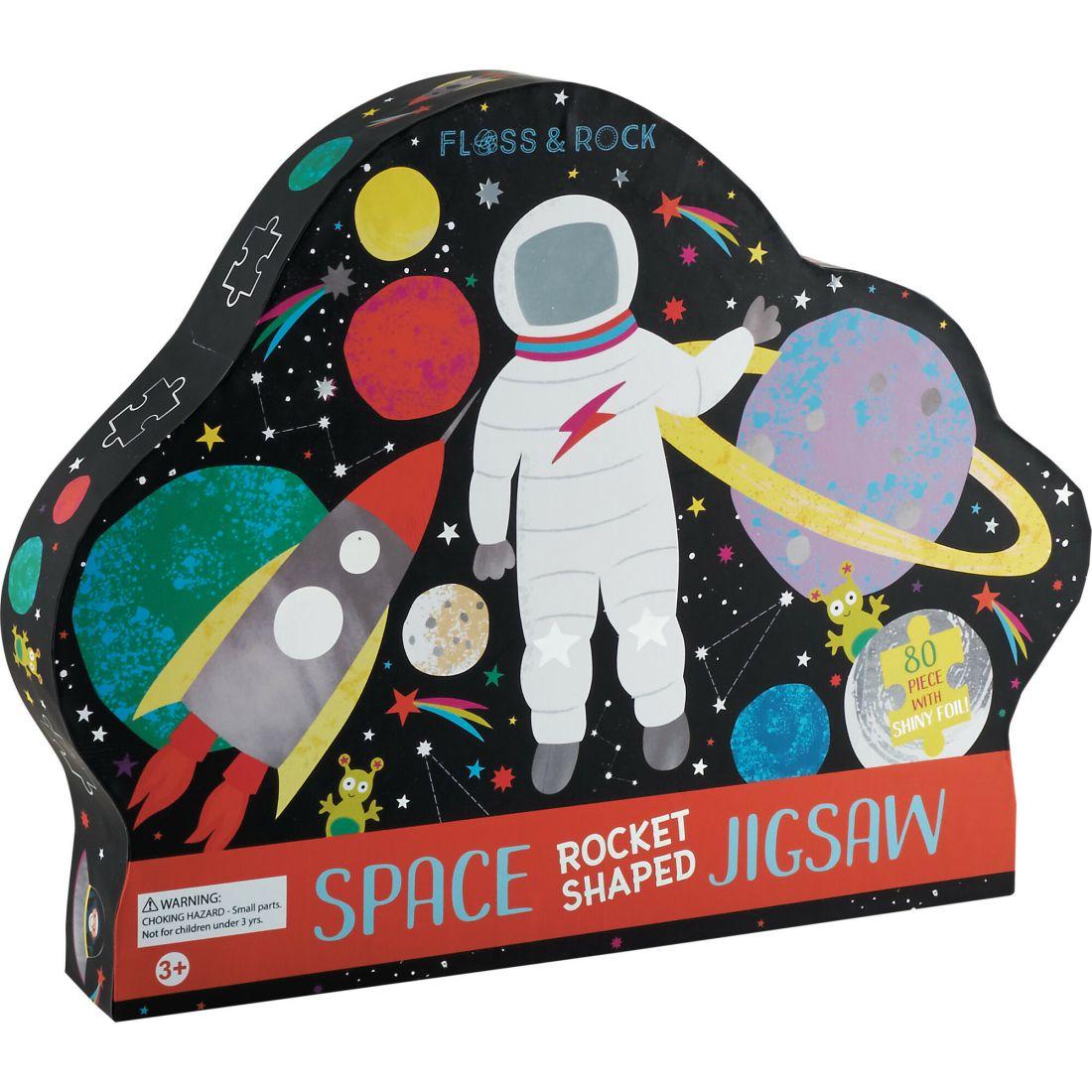 Space Rocket Shaped 80-Piece Puzzle | Puzzles Imaginative Learning Multi