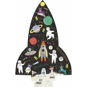 Space Rocket Shaped 80-Piece Puzzle | Puzzles Imaginative Learning Multi