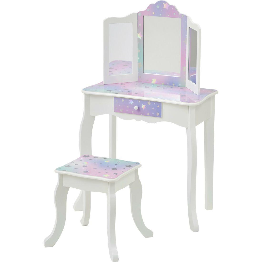 Starry Sky Print Gisele Medium Vanity – White/Lavender | Play Tents & Playhouses Imaginative Learning Play Tents & Playhouses