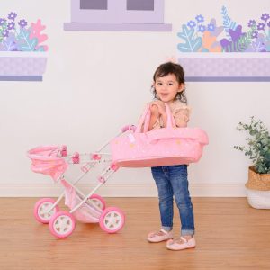 Stars Princess Deluxe Baby Doll Stroller, Pink/White | Dolls & Doll Accessories Dolls & Doll Accessories Dolls & Doll Accessories