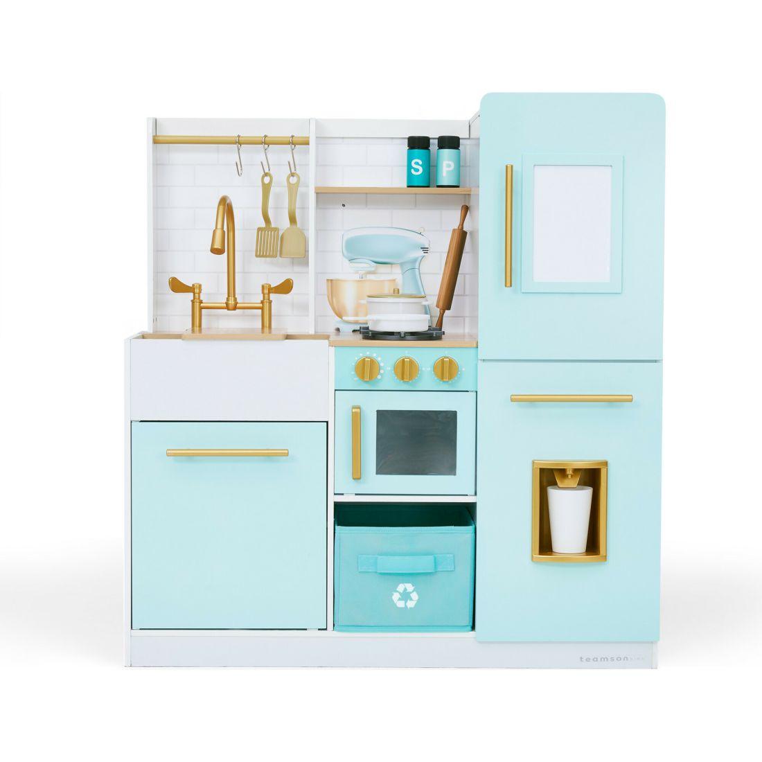 Teamson Kids – Biscay Delight Classic Play Kitchen, Mint | Play Kitchens Kids Blue