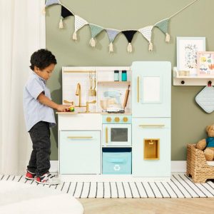 Teamson Kids – Biscay Delight Classic Play Kitchen, Mint | Play Kitchens Kids Blue