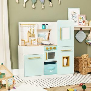 Teamson Kids – Biscay Delight Classic Play Kitchen, Mint | Play Kitchens Kids Blue