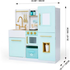 Teamson Kids – Biscay Delight Classic Play Kitchen, Mint | Play Kitchens Kids Blue